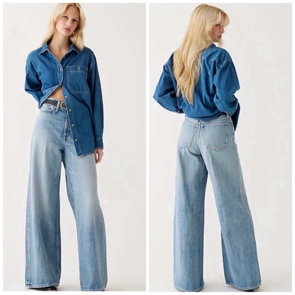 J.crew High-rise superwide leg jean in Elliot wash